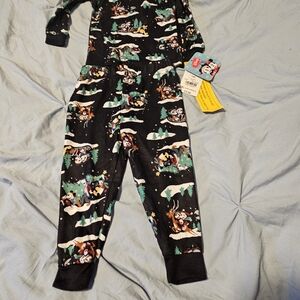 Disney Black and Green Kids Footie Pajama